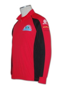P233 長袖車隊衫 賽車隊反領衫 半胸拉鏈 賽車隊衫訂造 賽車隊衫設計      紅色